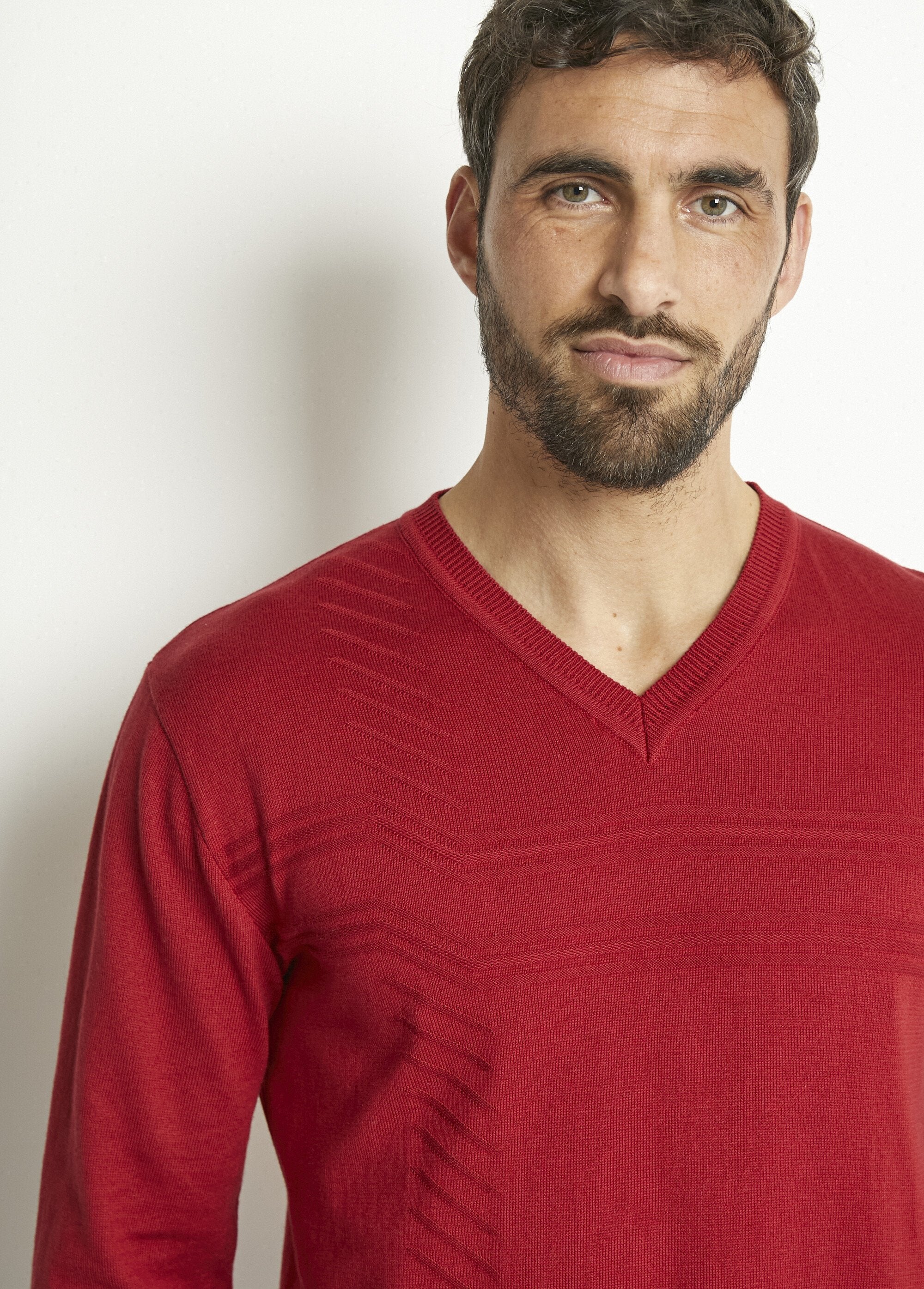 Long-sleeved_cotton_V-neck_sweater_Bordeaux_DE1_slim