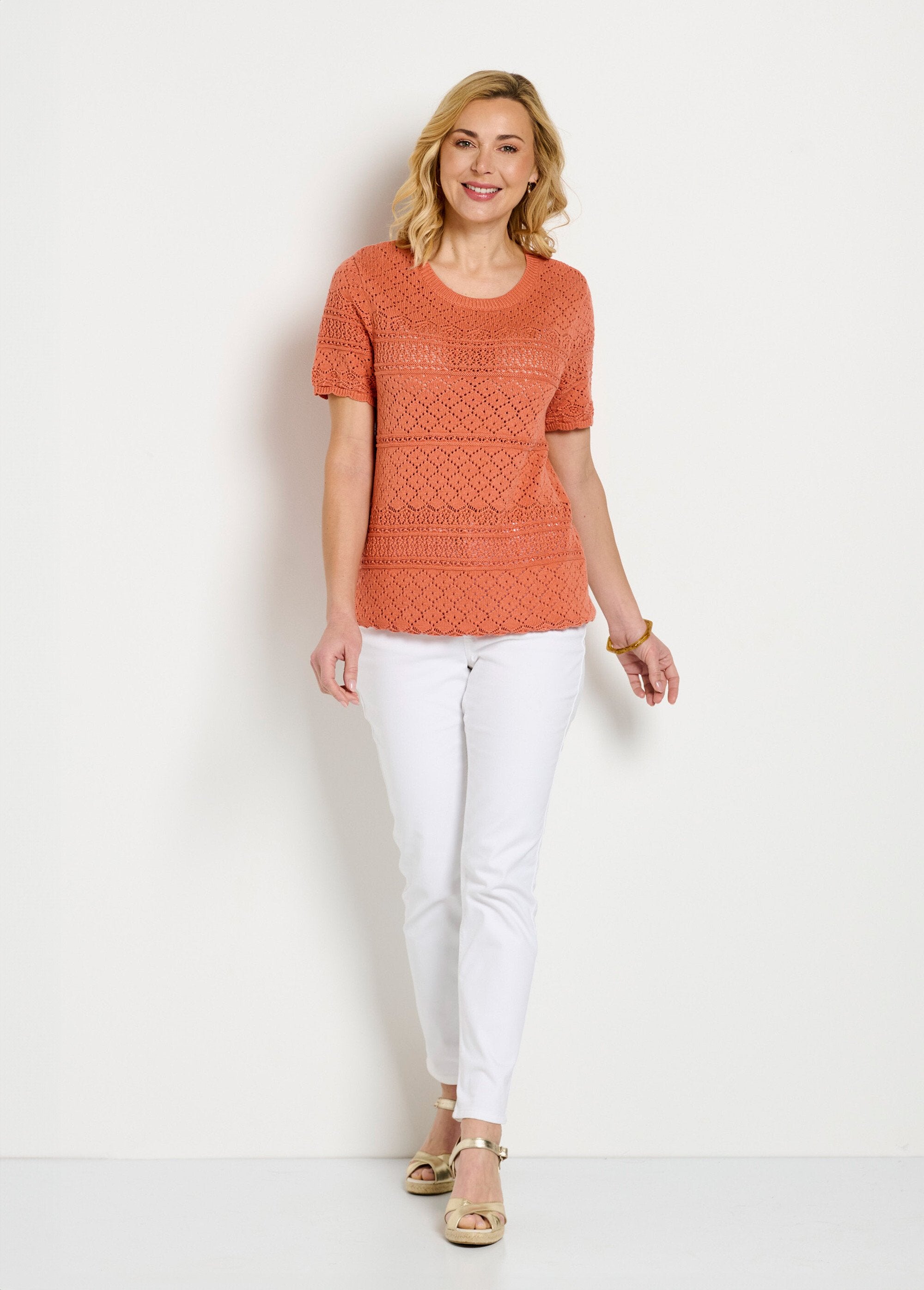 Short-sleeved,_openwork,_round-neck_blouse_sweater_Spicy_SF1_slim
