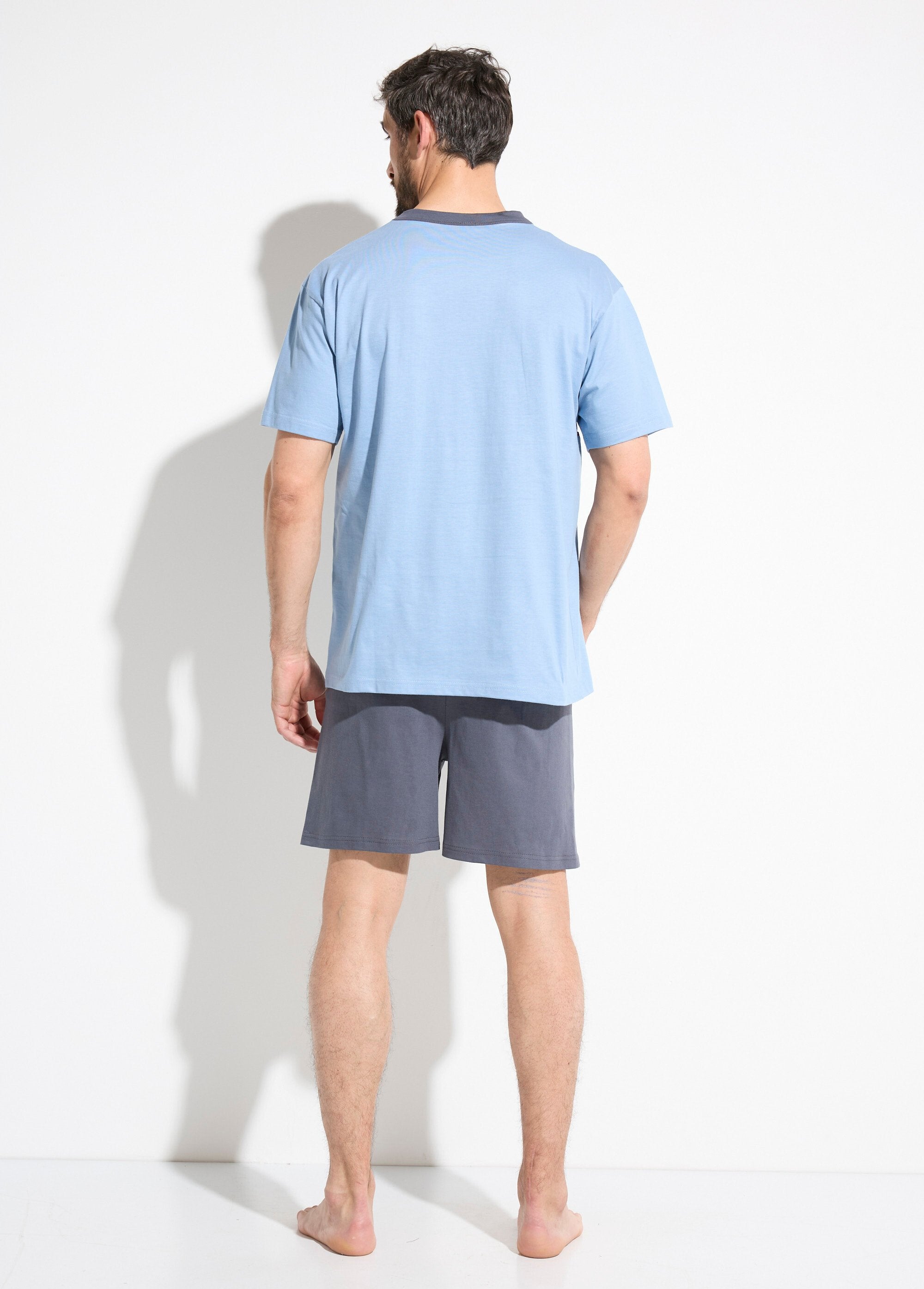 Two-tone_cotton_short_pajamas_Blue_DO1_slim