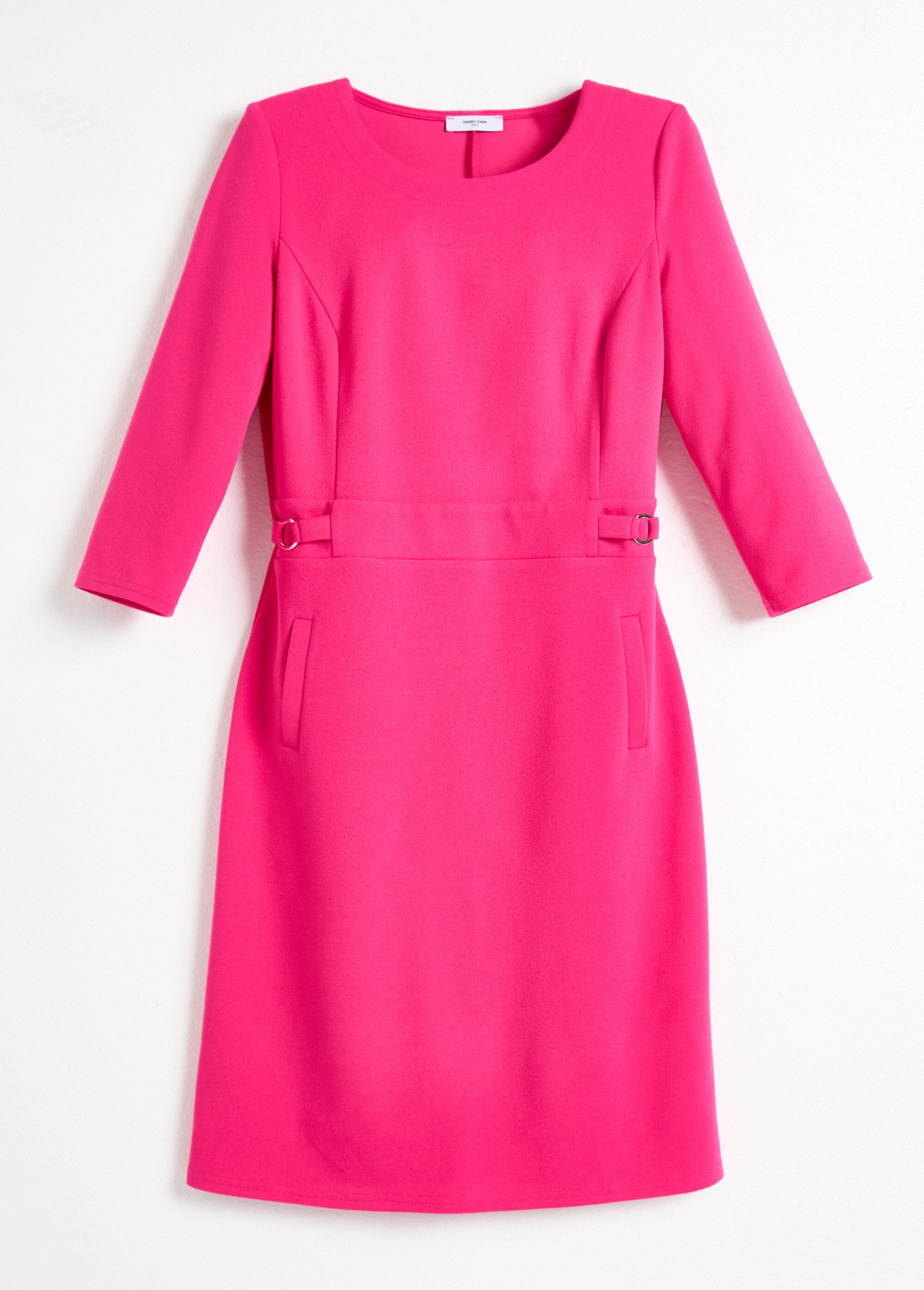 Straight_dress_with_3/4_sleeves_in_soft_knit_Fuchsia_AP1_slim