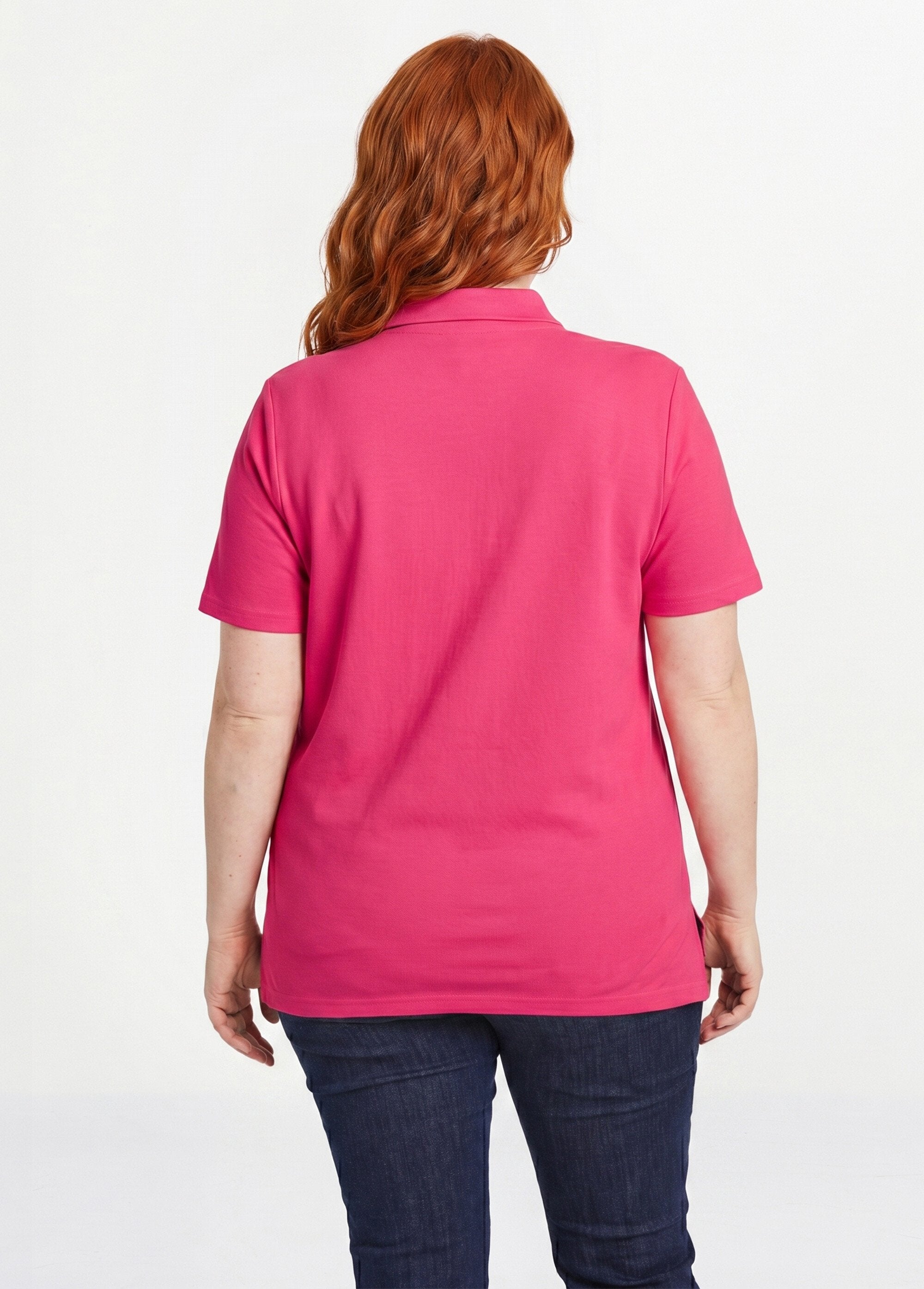 Cotton_piqué_knit_t-shirt_with_polo_collar_Fuchsia_DO1_curvy