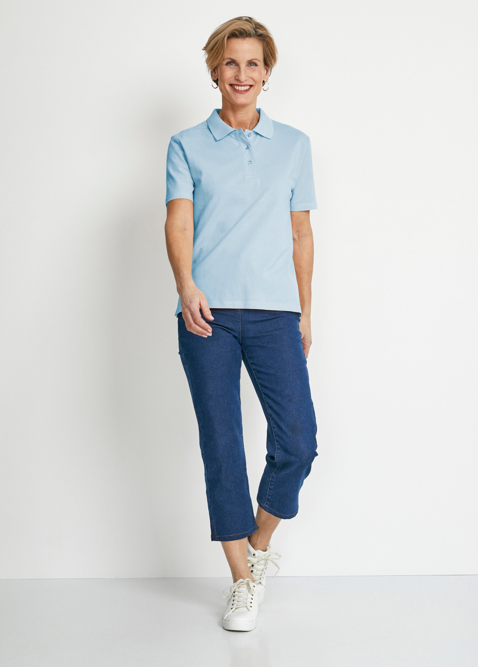 Polo_collar_cotton_piqué_knit_T-shirt_Blue_SF1_slim