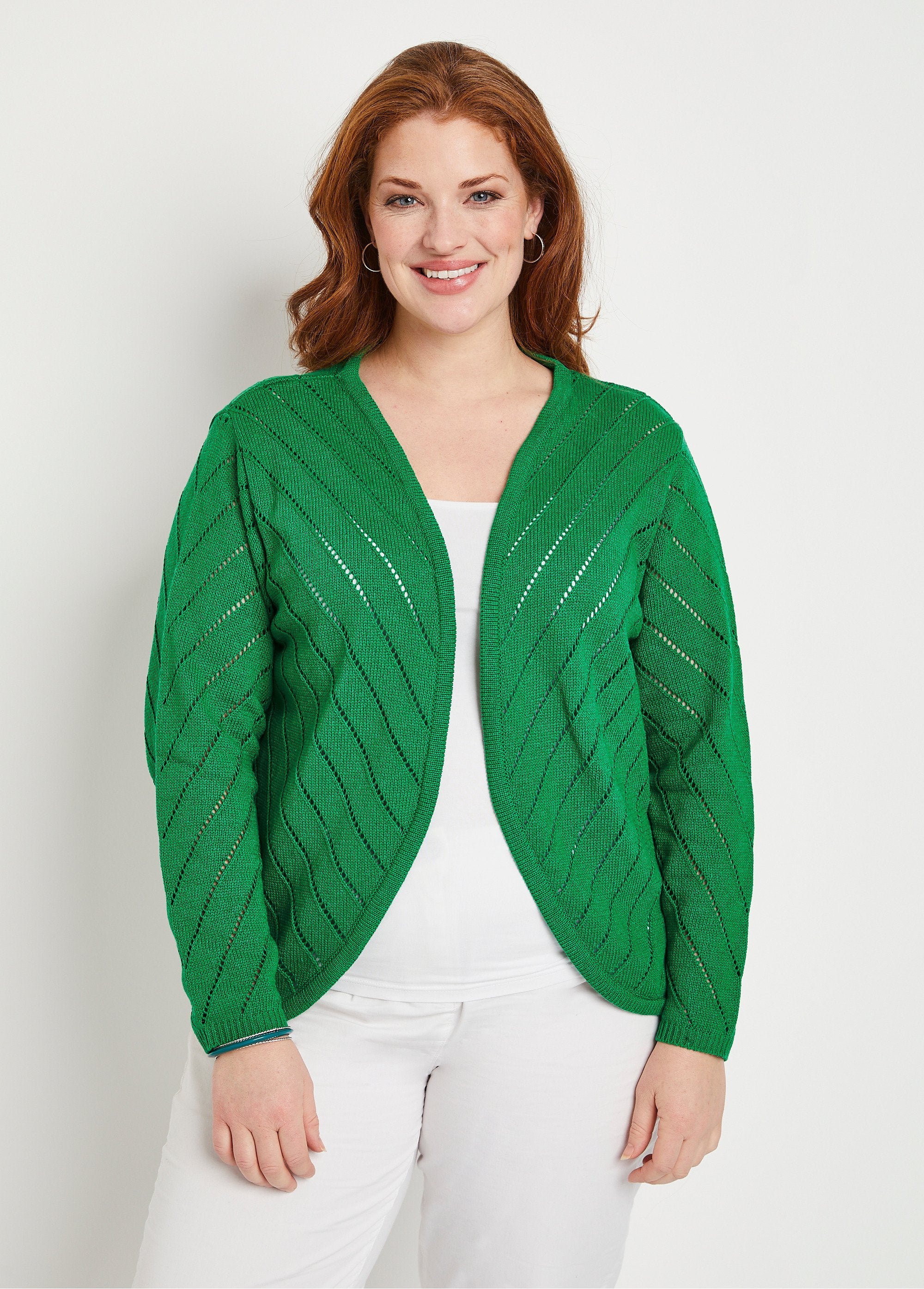 Fine_openwork_cotton_bolero_vest_Green_FA1_curvy