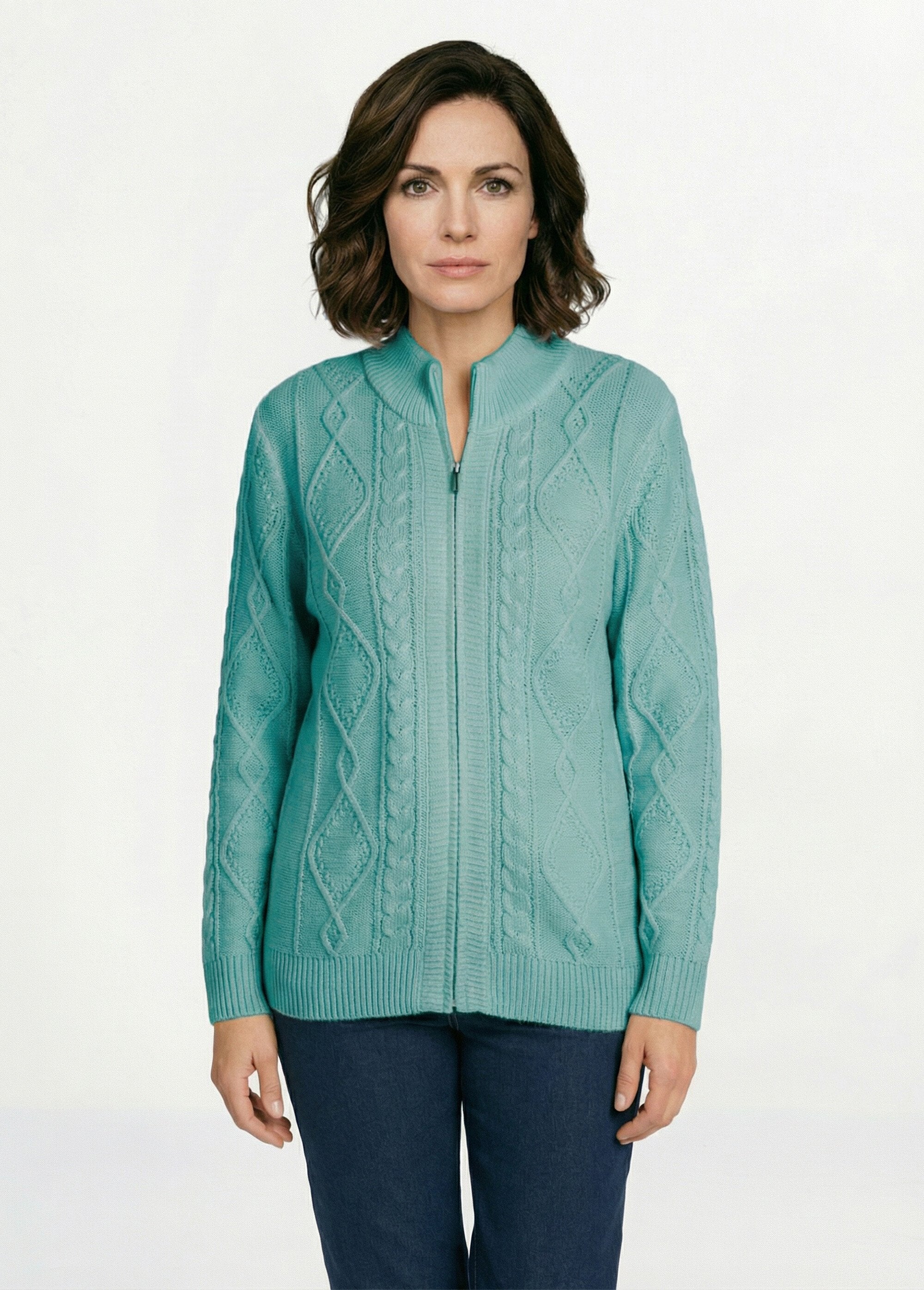 Warm_zipped_cardigan_with_cable_high_collar_Green_FA1_slim
