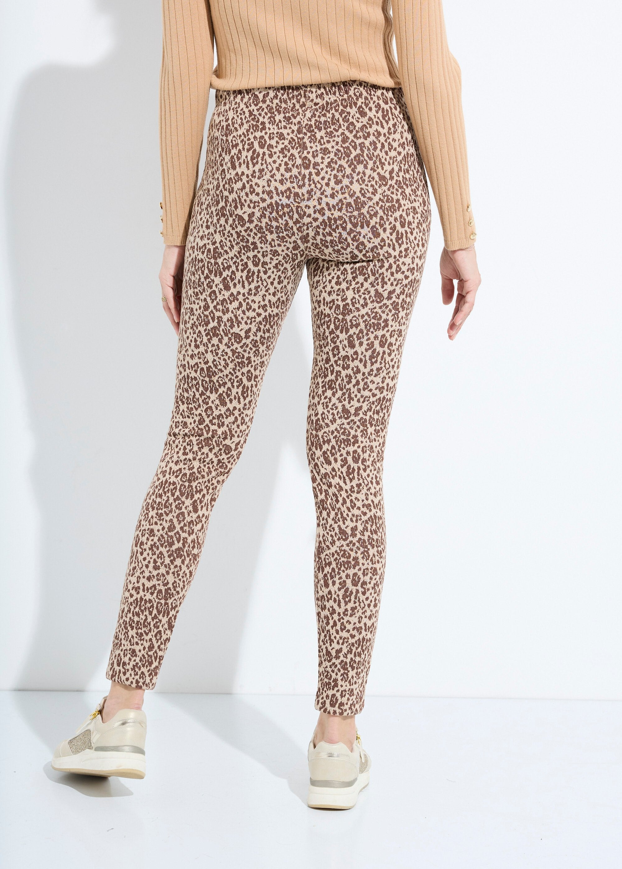 Legging_jacquard_peau_de_bête_taille_élastiquée_Beige_et_camel_DO1_slim