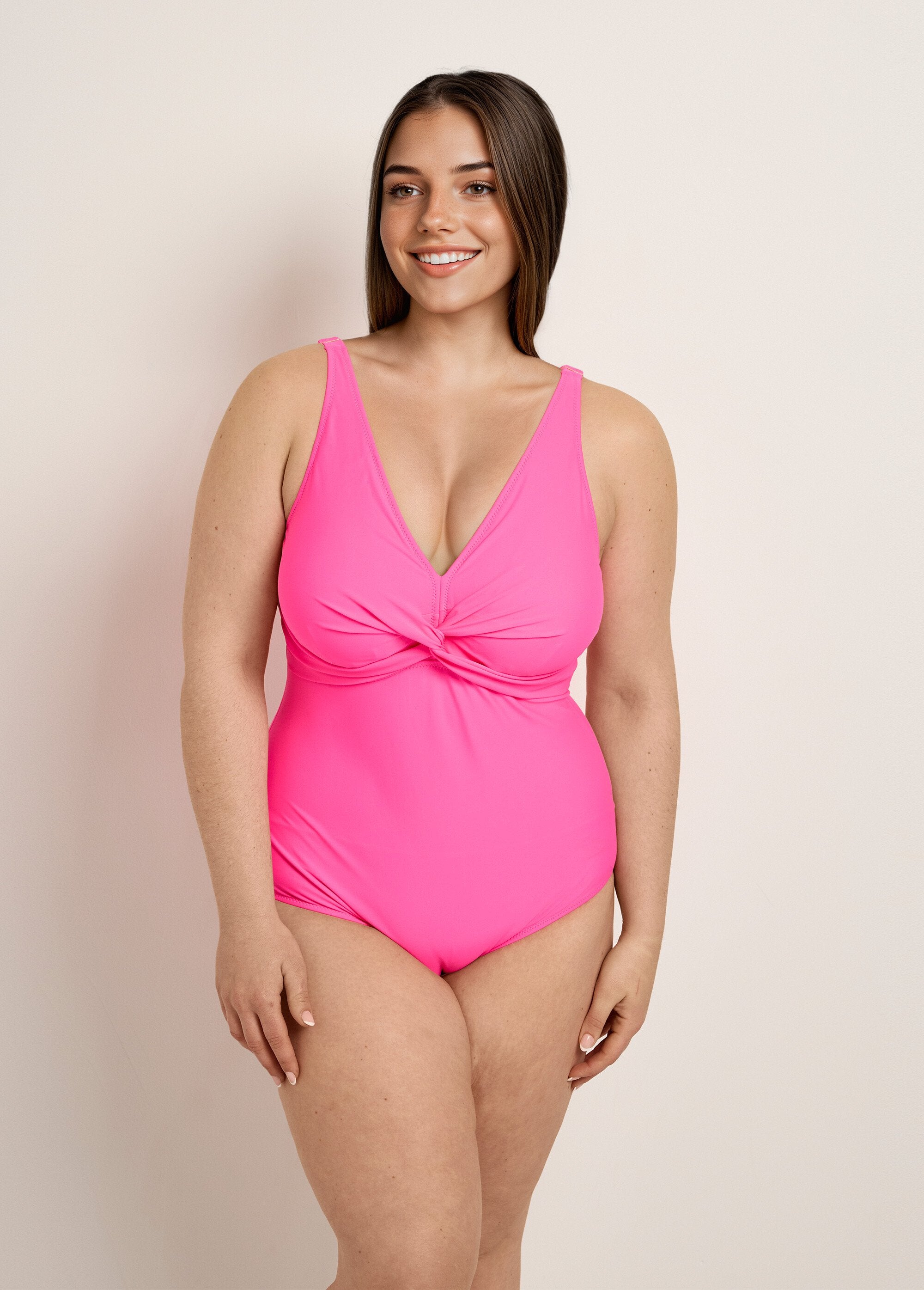 Maillot_de_bain_1_pièce,_décolleté_drapé_Fuchsia_FA1_curvy