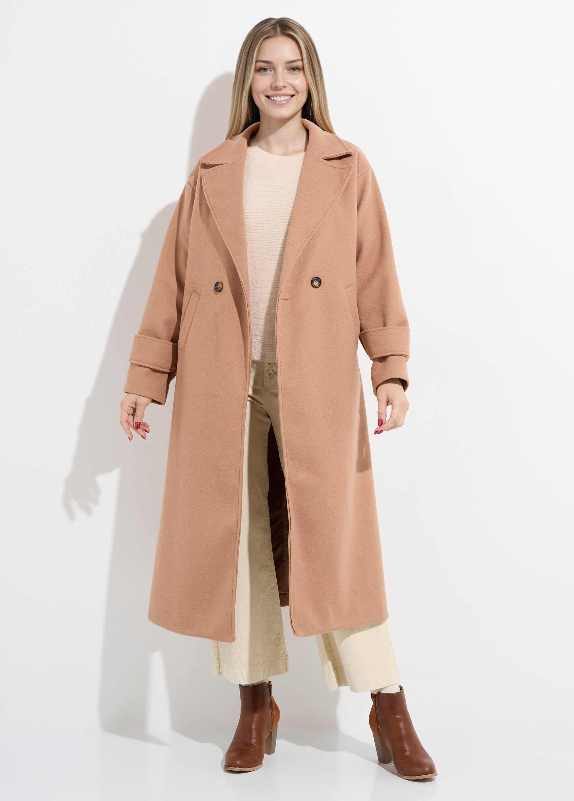 Manteau_long_chic_façon_drap_de_laine_Camel_FA1_slim