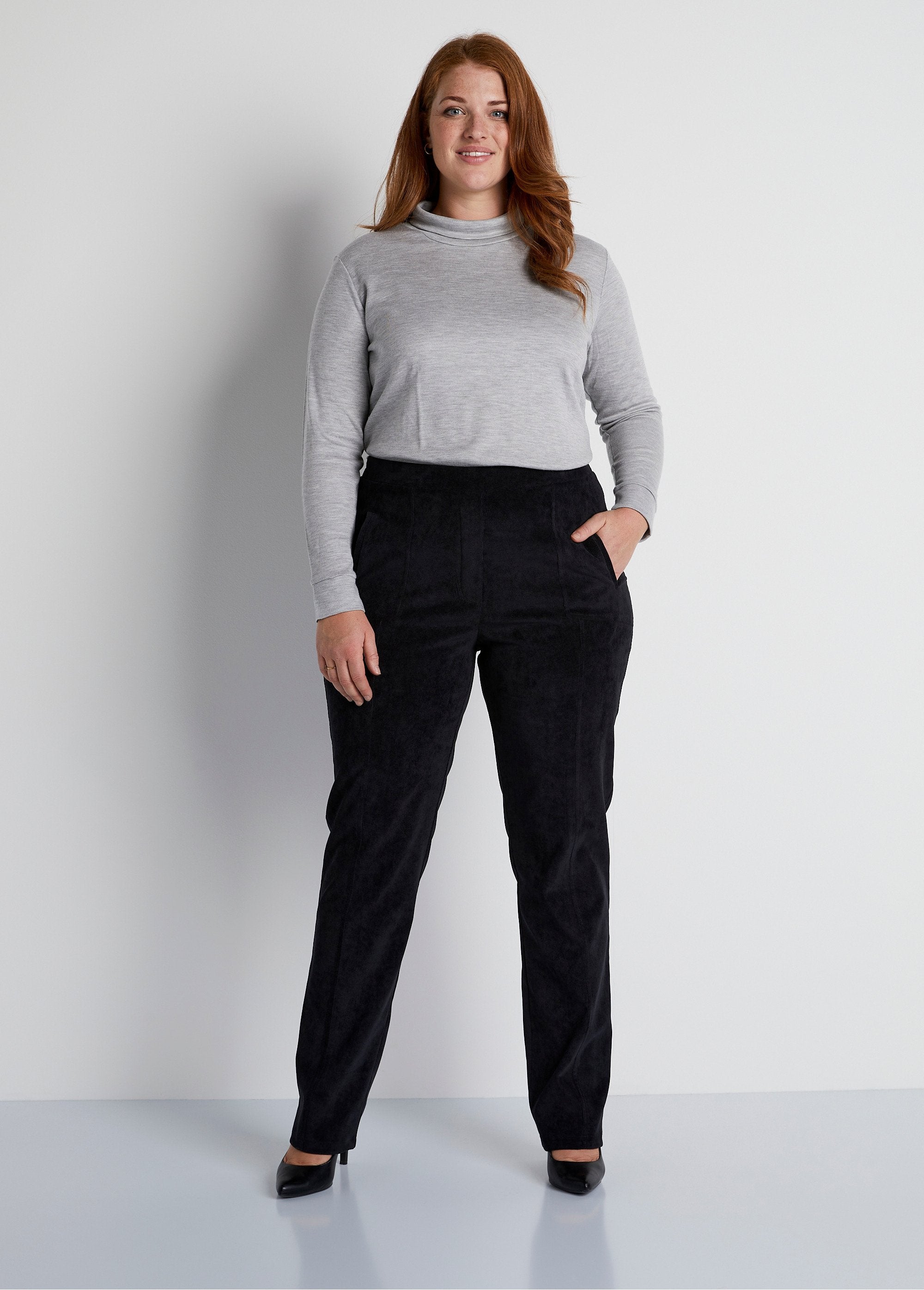 Straight_pants_with_elasticated_waist_and_milleraies_velvet_Black_SF1_curvy