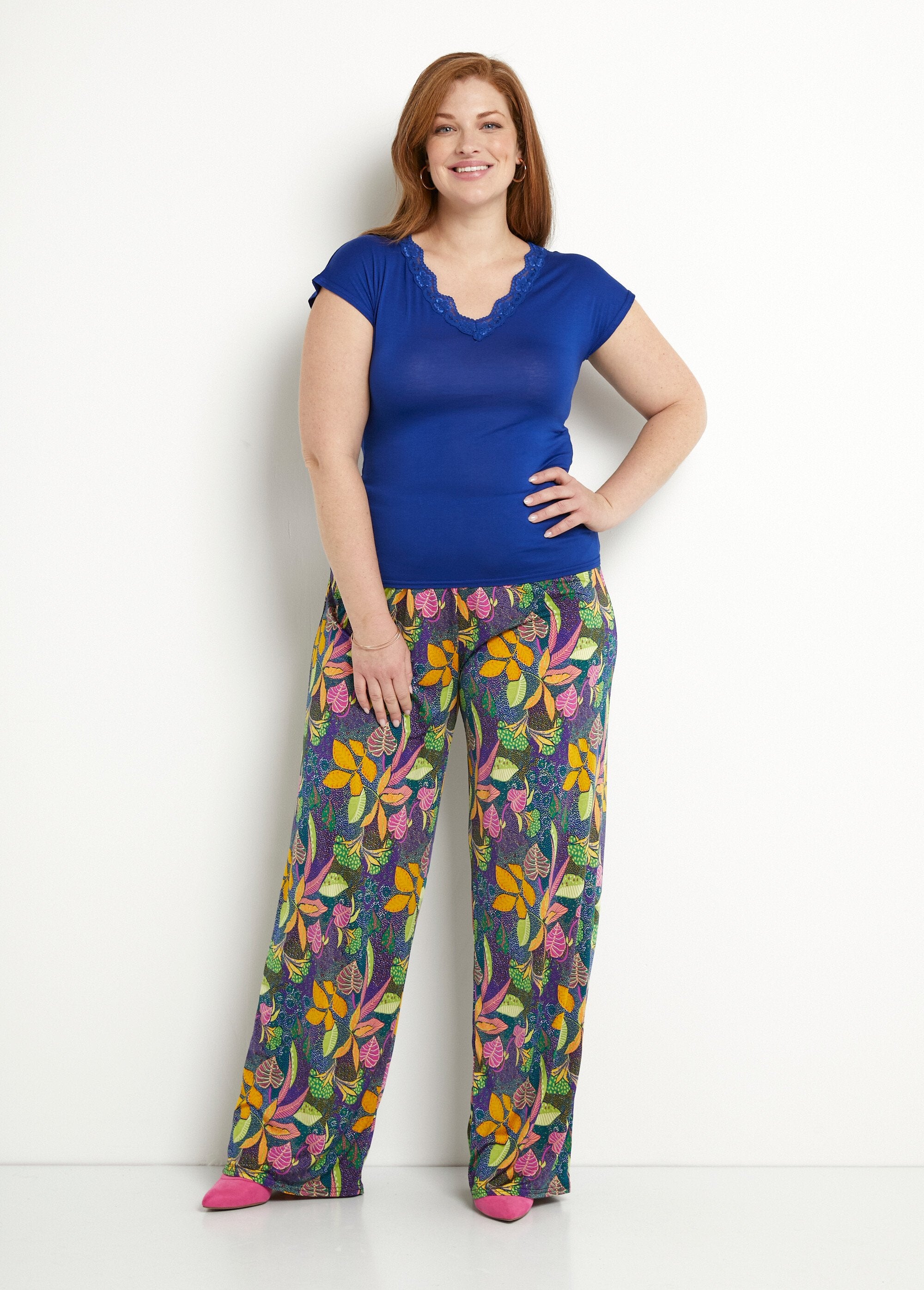 Flowy_elasticated_waist_mesh_pants_Pink_and_yellow_SF1_curvy