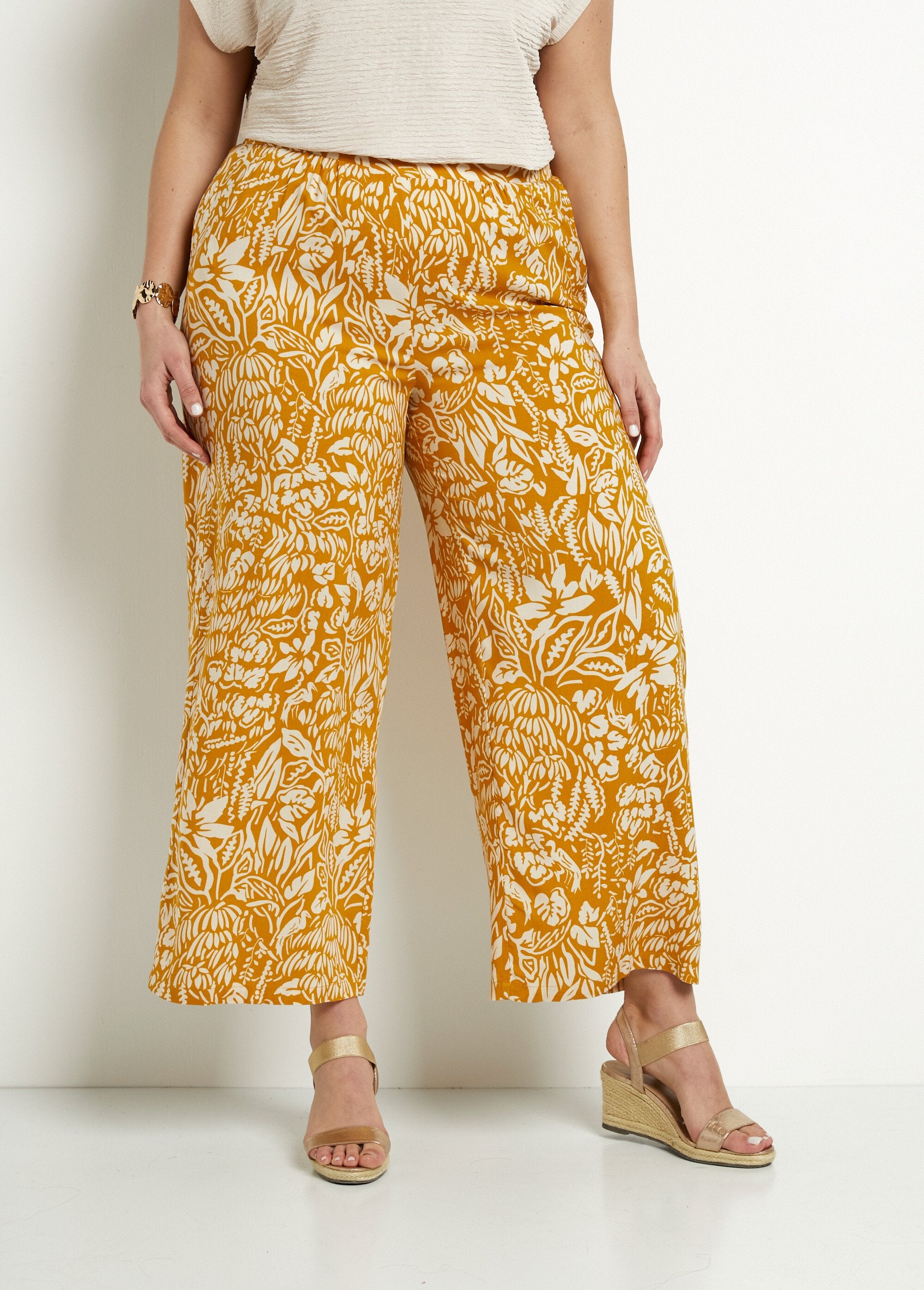 Wide_floral_or_plain_elasticated_waist_pants_Yellow_and_ecru_FA1_curvy