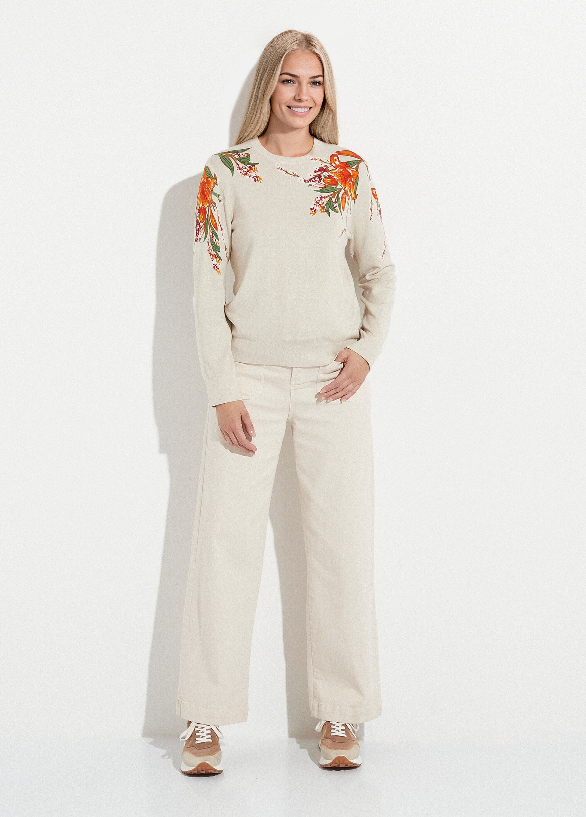 Pull_chaud_col_rond_imprimé_floral_manches_longues_Beige_SF1_slim