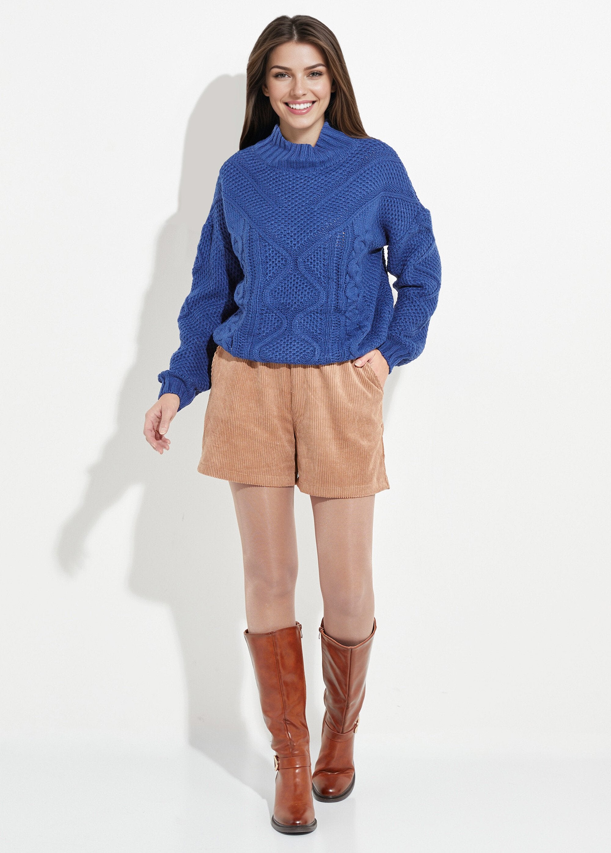 Pull_col_montant,_jeux_maille_fantaisie_Bleu_SF1_slim