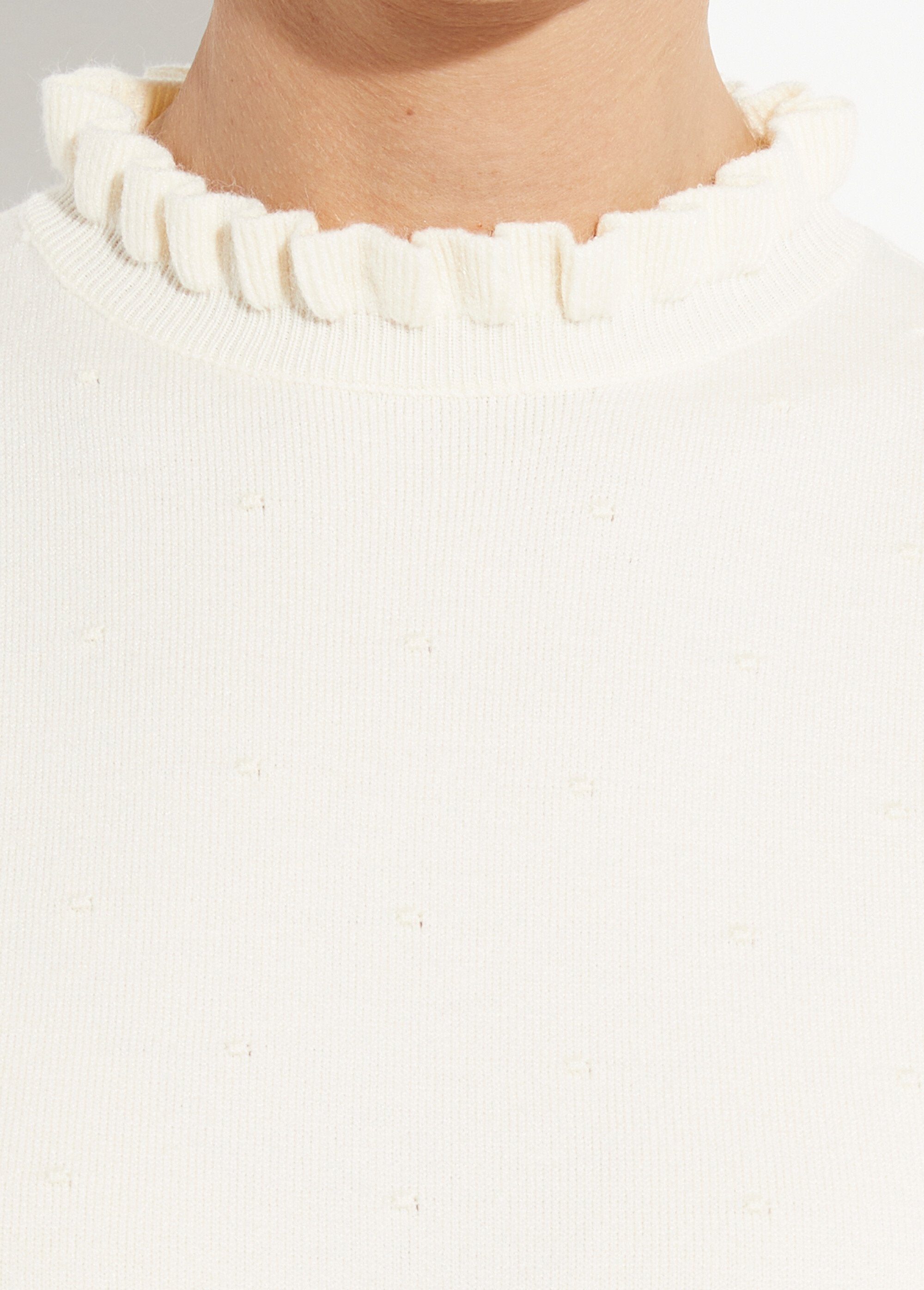 High-neck_pleated_sweater_with_dotted_Swiss_knit_Beige_DE1_slim