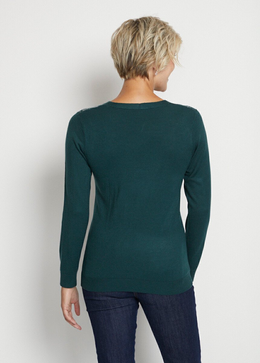 Long-sleeved_rhinestone_V-neck_sweater_Pine_green_DO1_slim