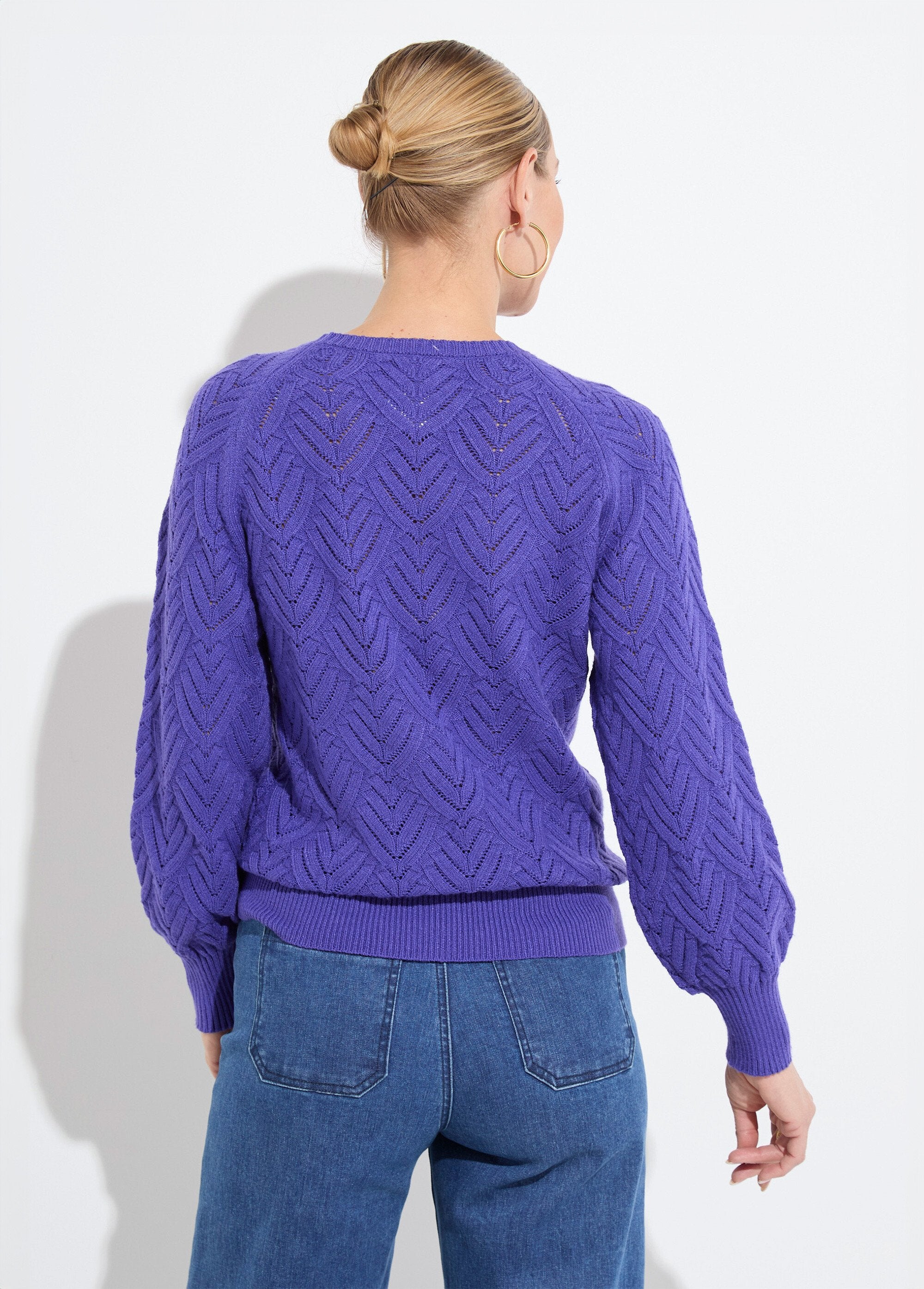 Pull_doux_court_col_rond_uni_ajouré_Violet_DO1_slim