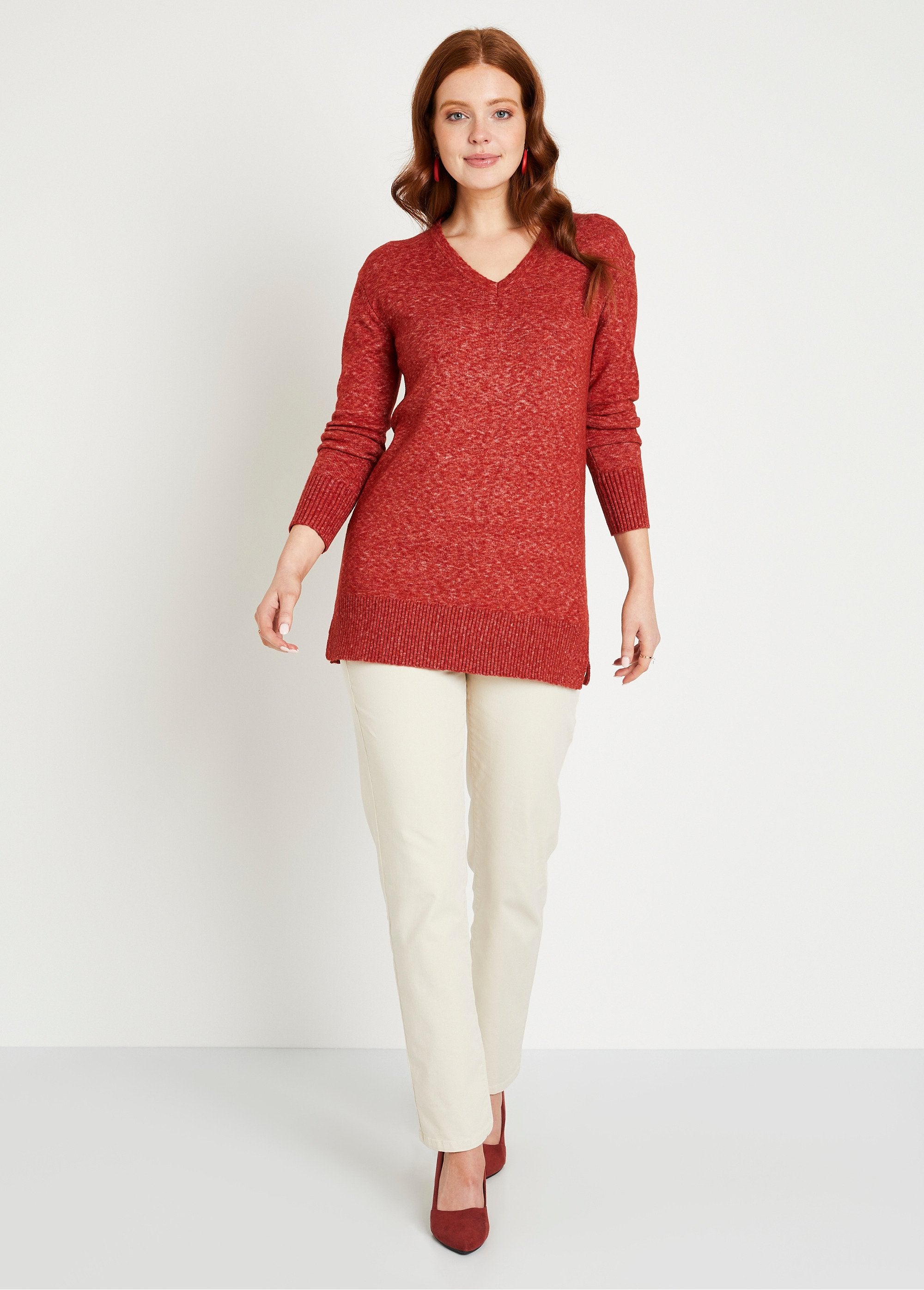 Long_V-neck_mottled_wool_tunic_sweater_Brick_SF1_slim