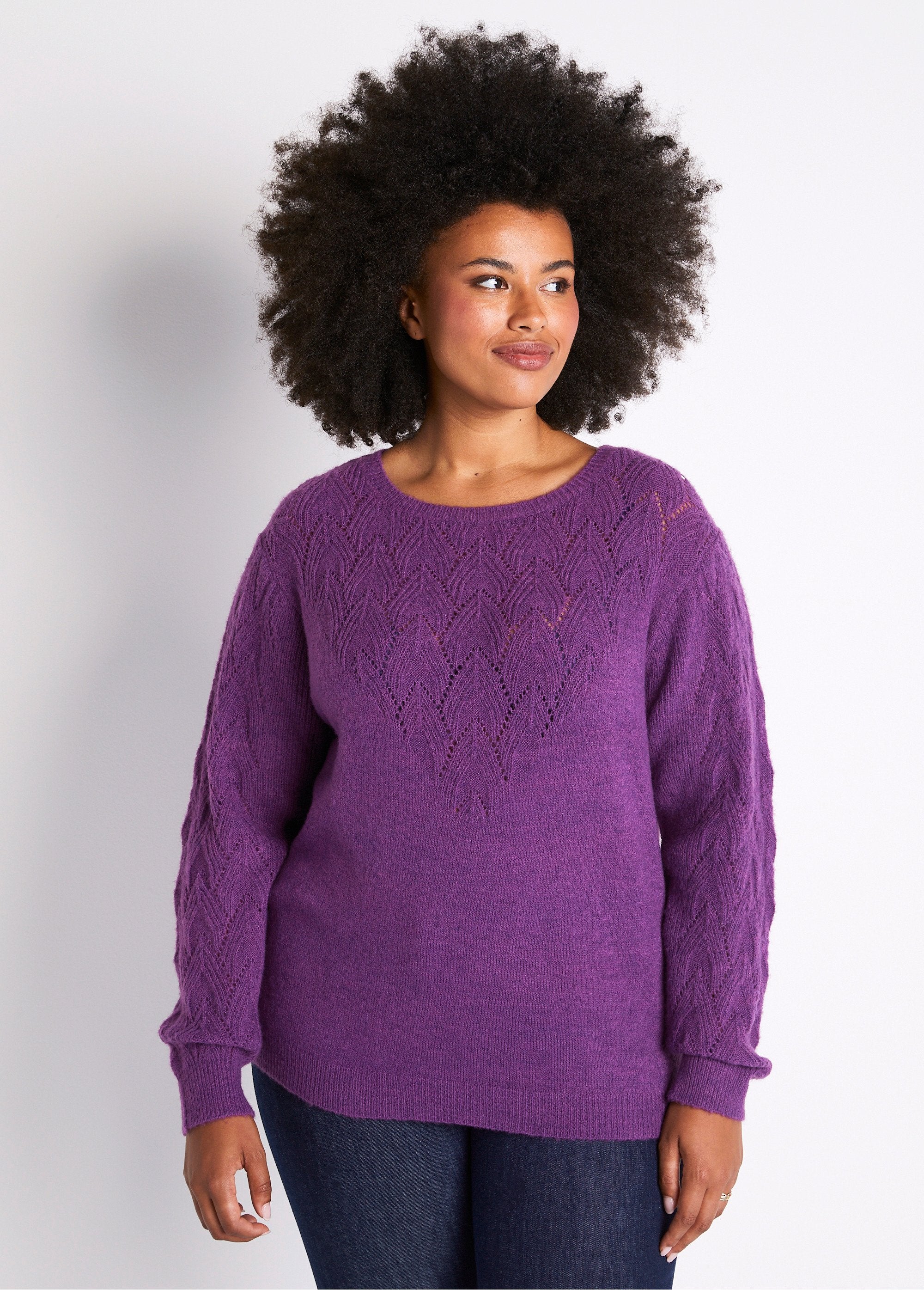 Soft_plain_round_neck_fancy_knit_sweater_Violin_FA1_curvy