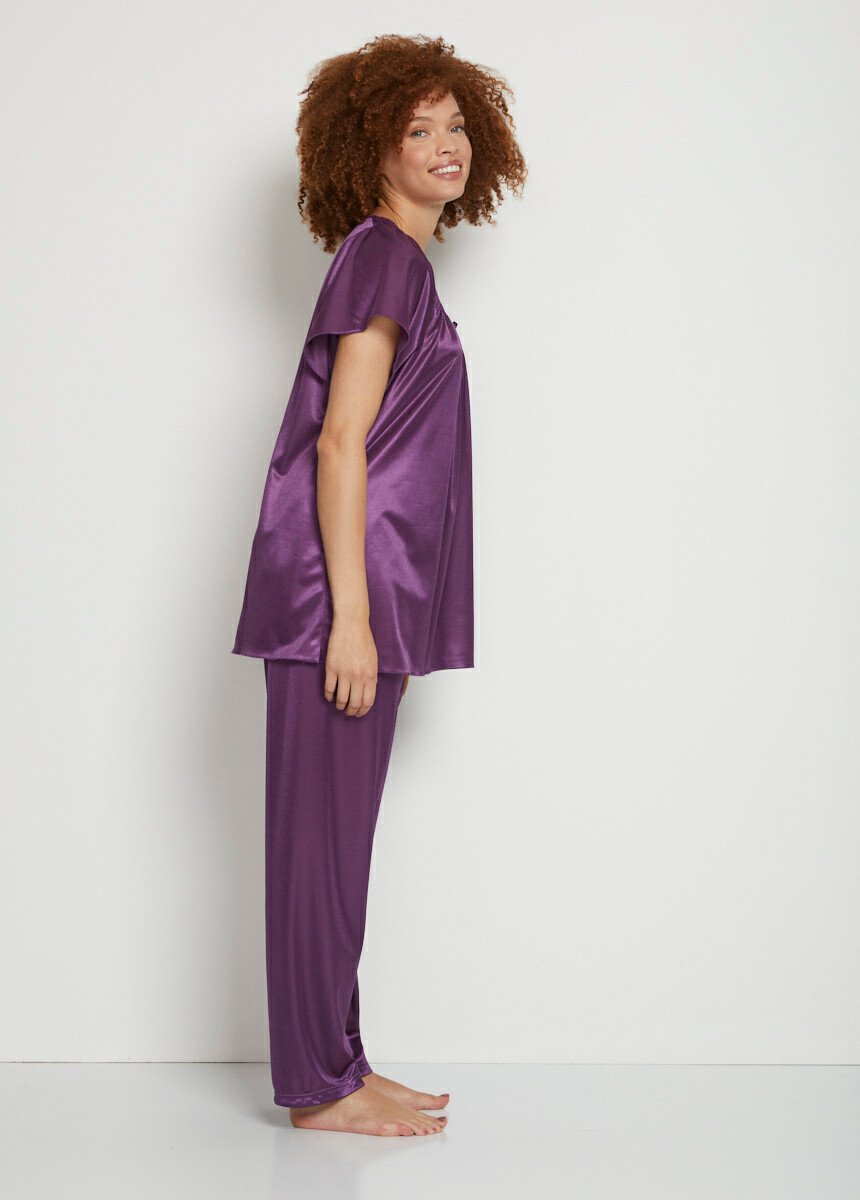 Plain_short-sleeved_pajamas_in_flowing_knit_Plum_DR1_slim