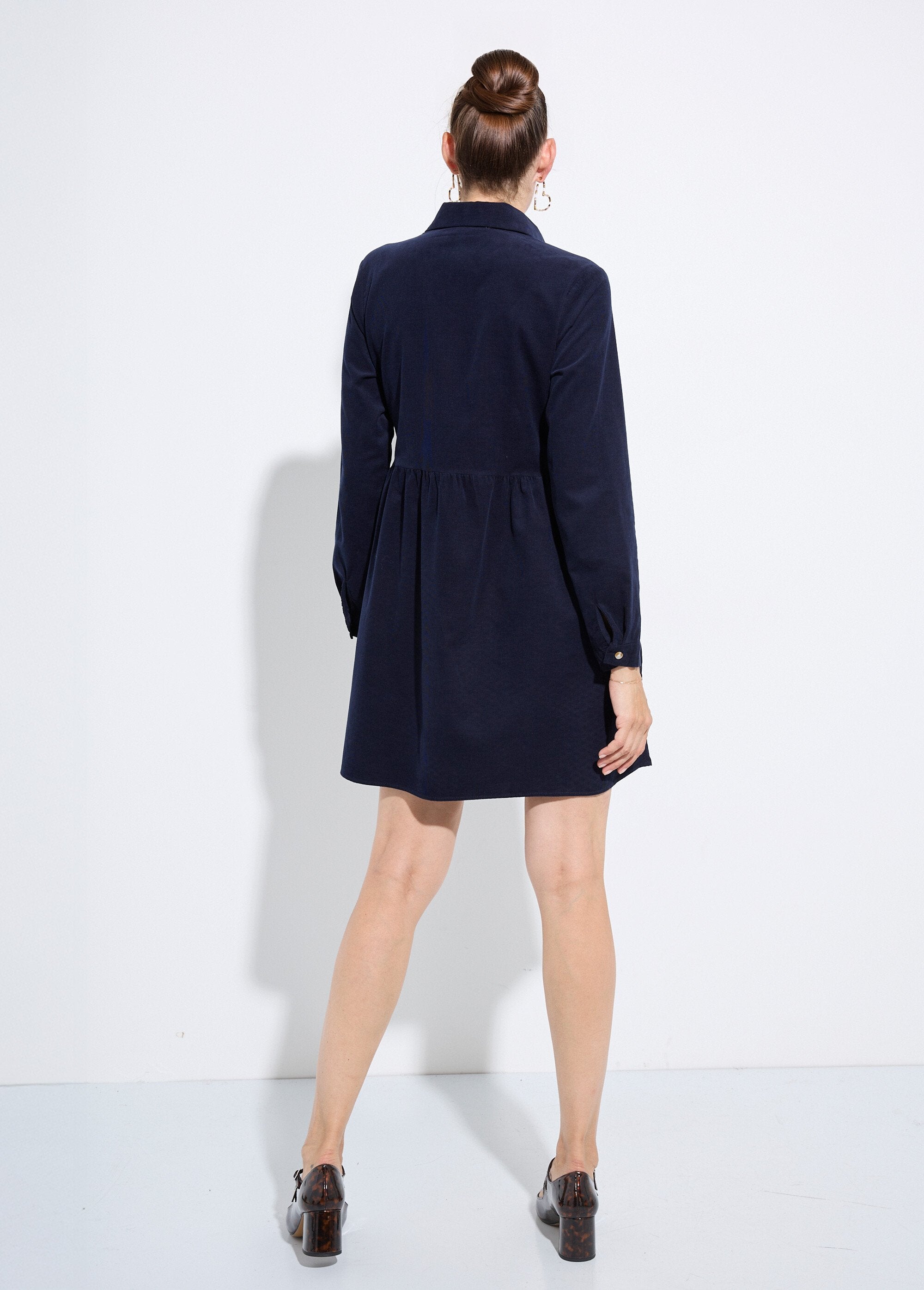 Velvet_shirt_dress_with_pleated_waist_Marine_DO1_slim