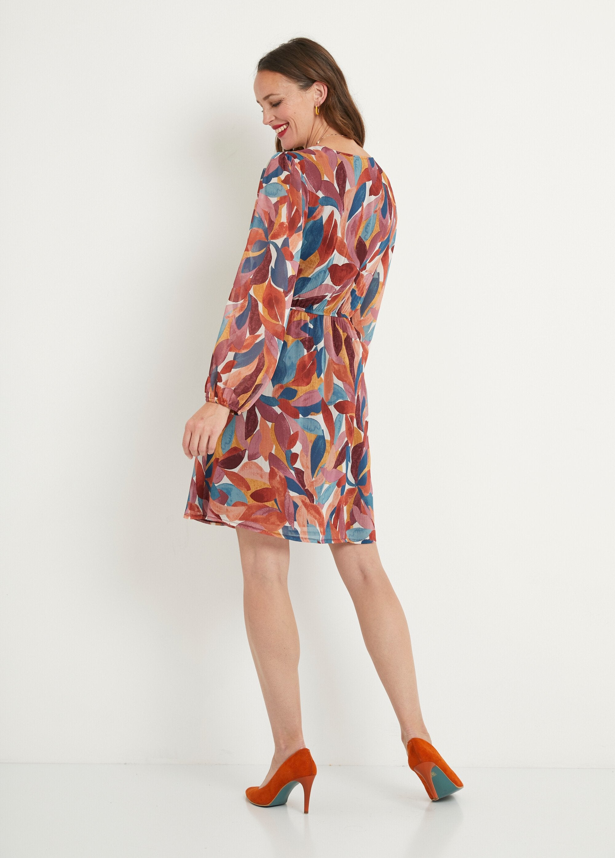 Printed_voile_wrap_dress_Orange_and_blue_DO1_slim