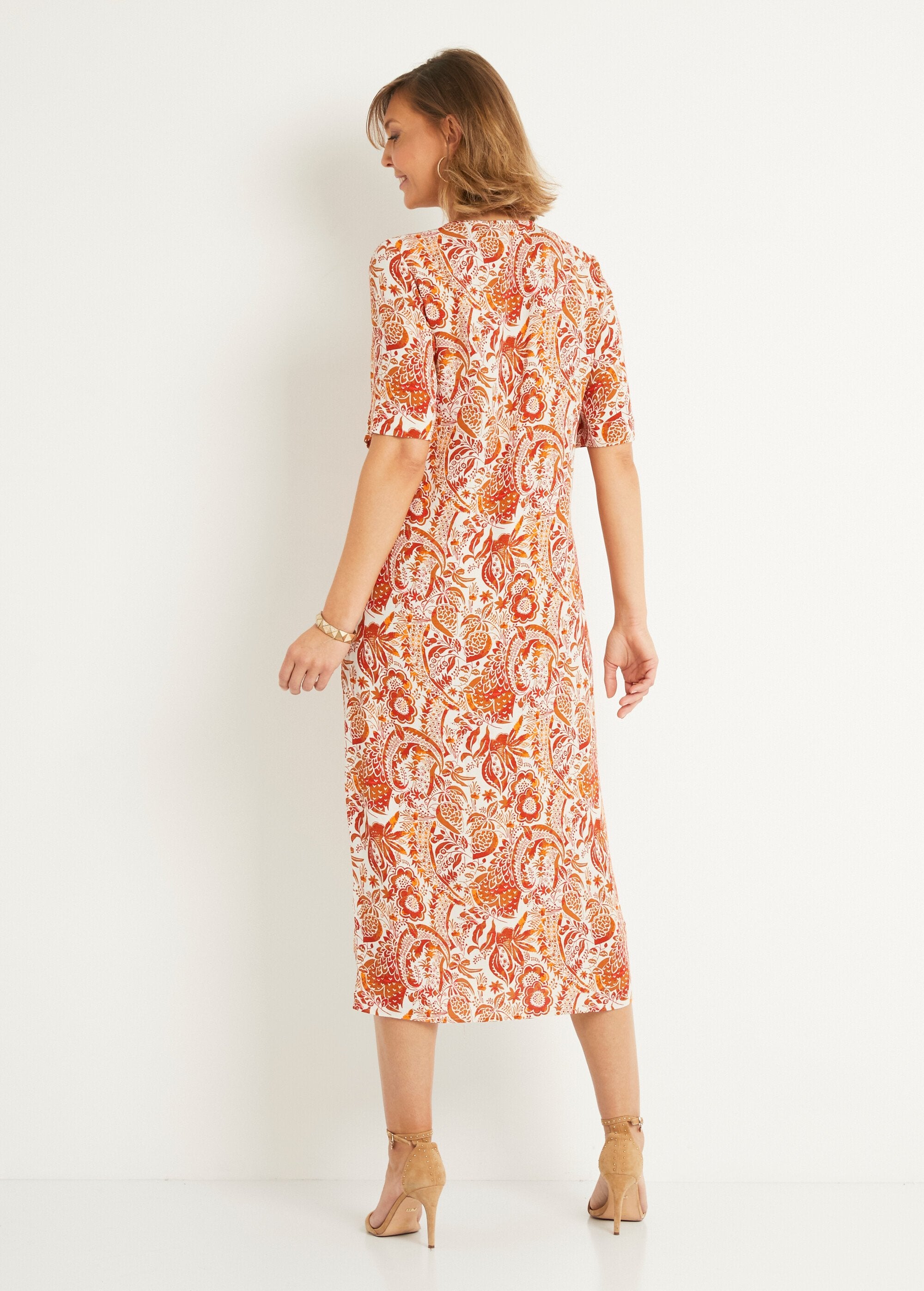 Long_cashmere_print_V-neck_dress_Orange_print_DO1_slim