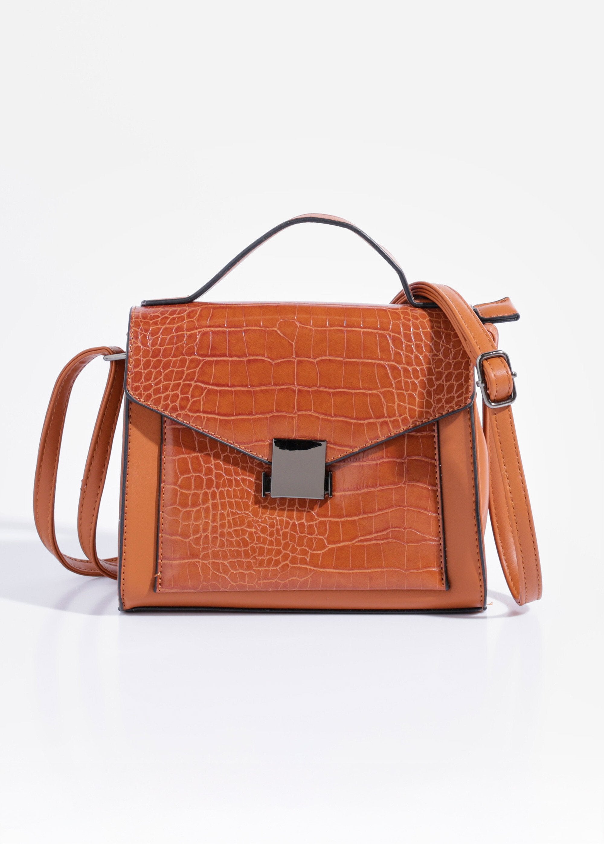 Reptile-look_handbag,_short_handle_camel_FA1_slim