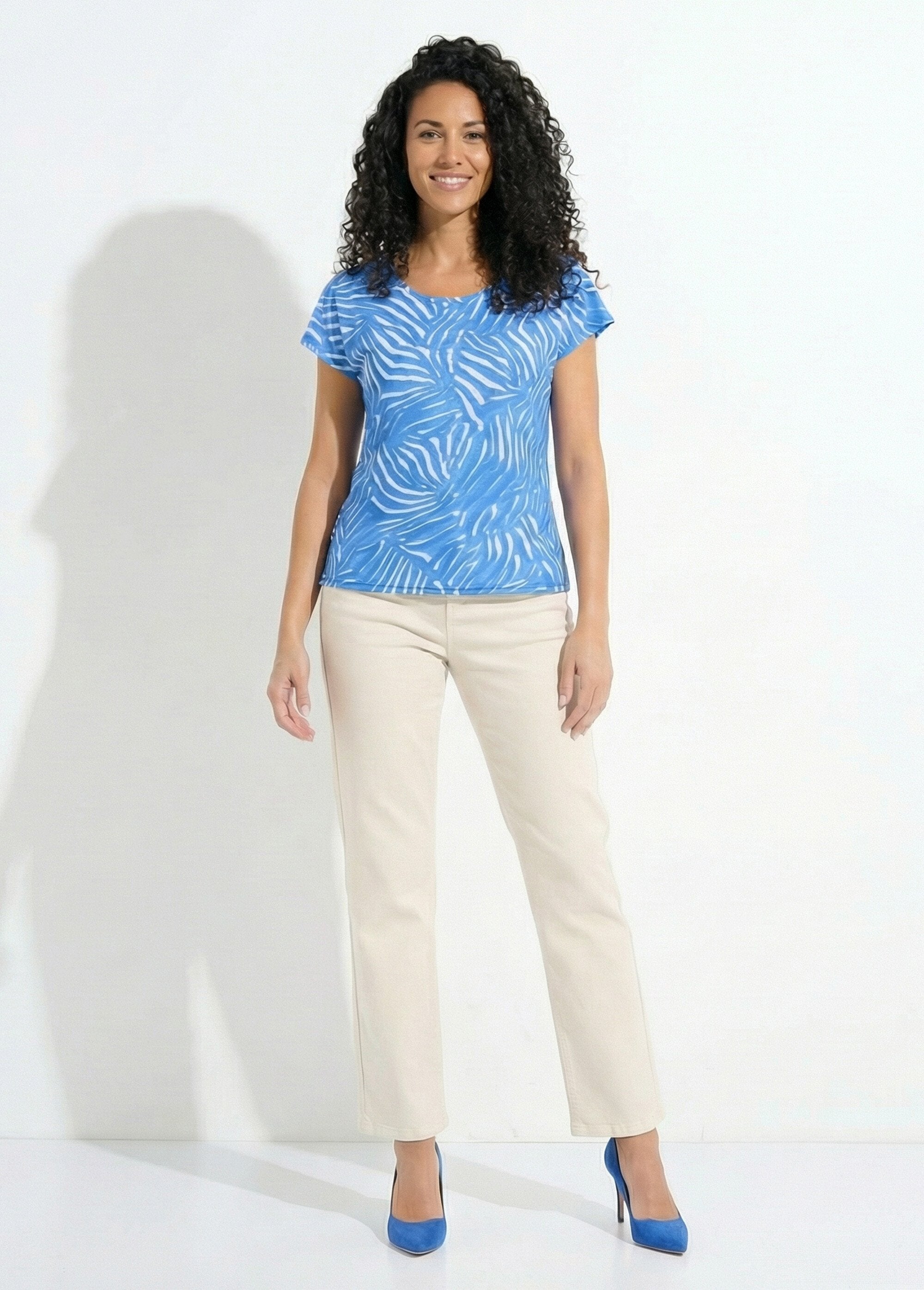 T-shirt_col_rond_manches_courtes_imprimé_Bleu_SF1_slim