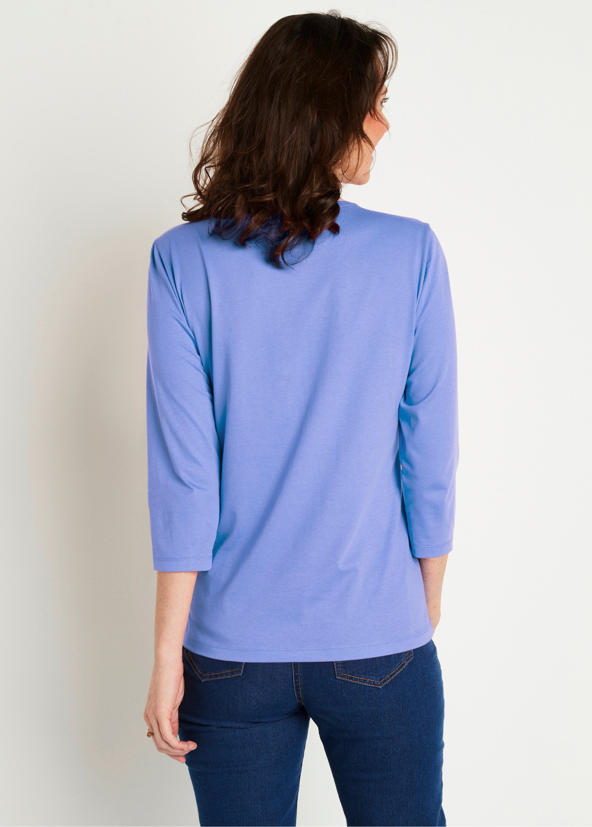 Short_embroidered_t-shirt_with_3/4_sleeves_Blue_DO1_slim