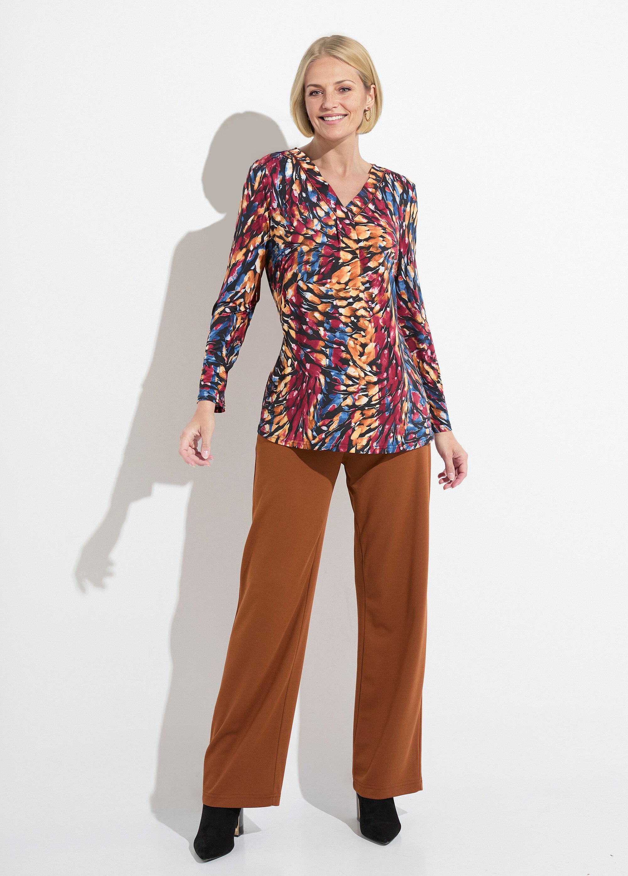 T-shirt_long_ample_col_V_manches_longues_Bordeaux_et_miel_SF1_slim
