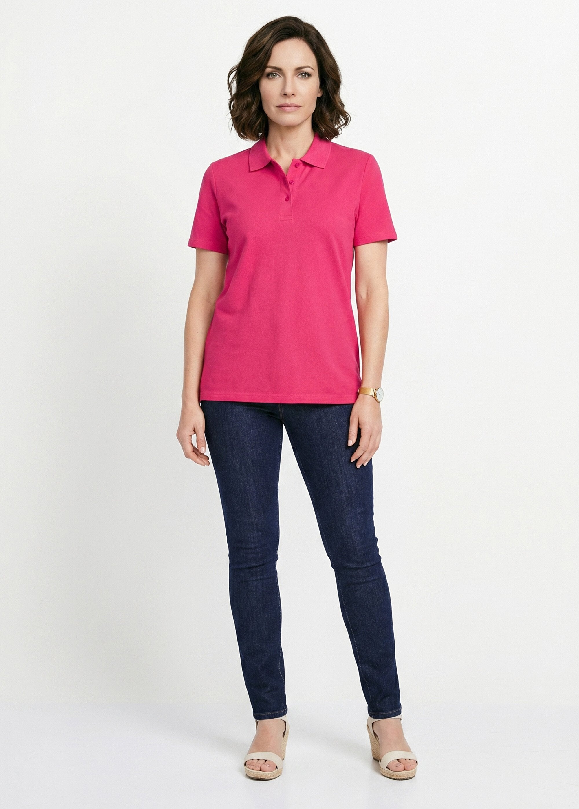 Cotton_piqué_knit_t-shirt_with_polo_collar_Fuchsia_SF1_slim