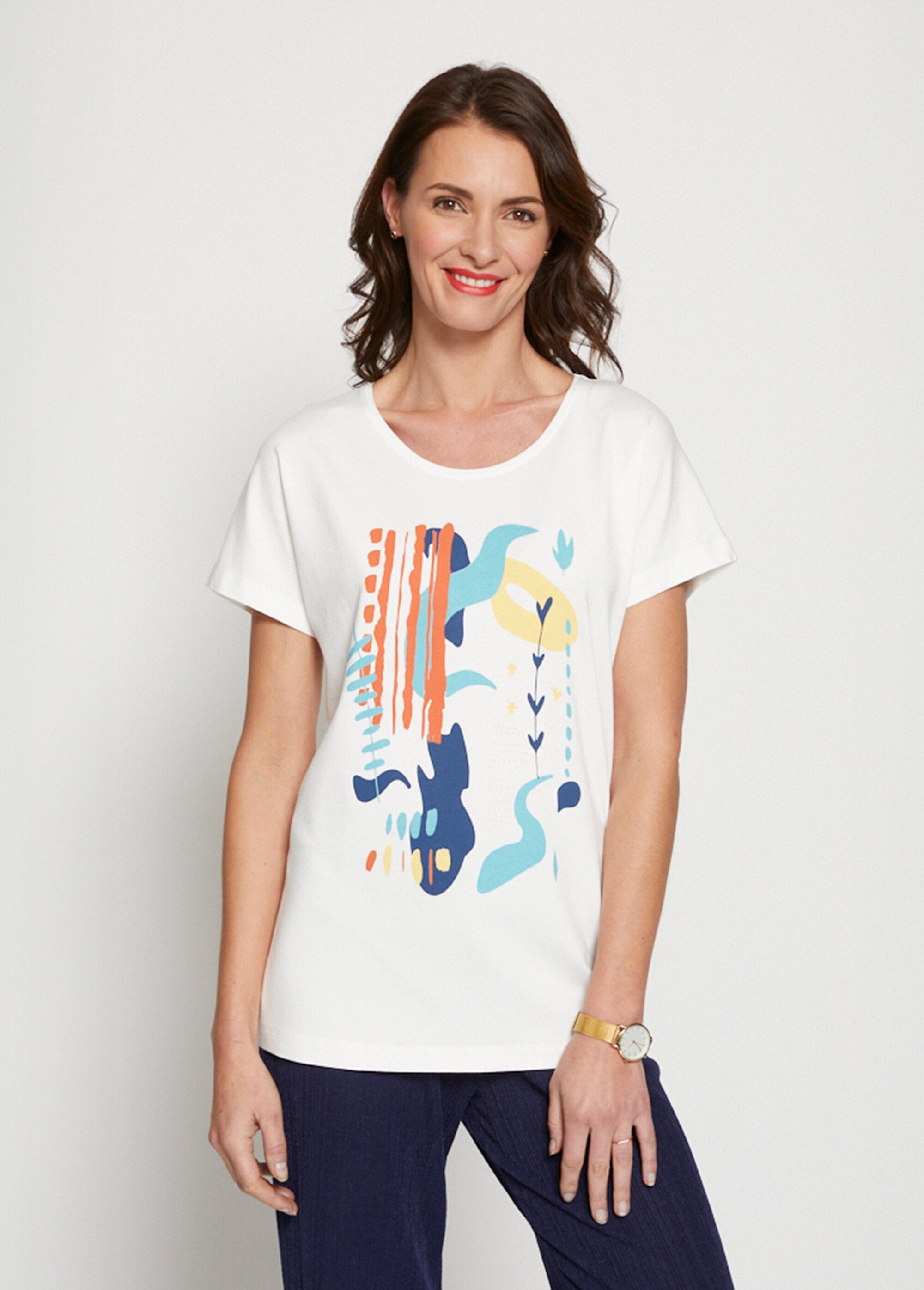 T-shirt_motif_manches_courtes_kimono_Aqua_et_jaune_FA1_slim