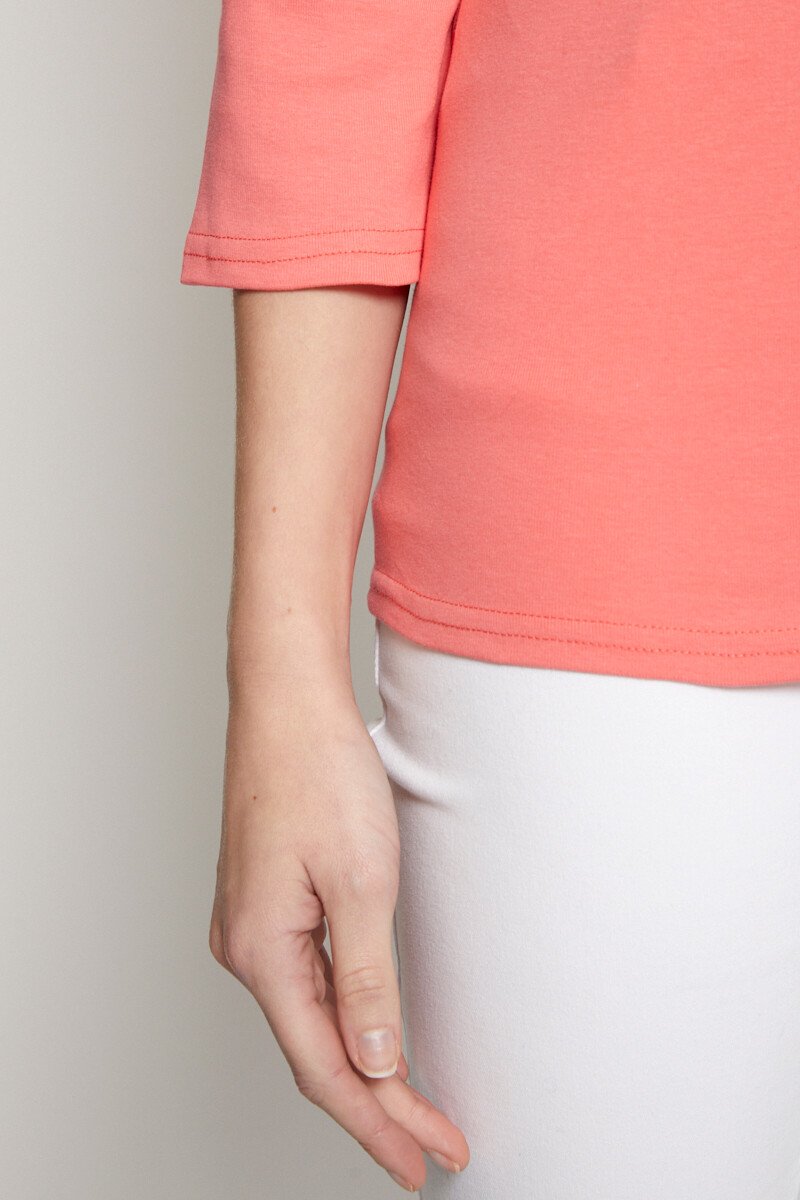 Fancy_studded_3/4_sleeve_t-shirt_Coral_DE3_slim