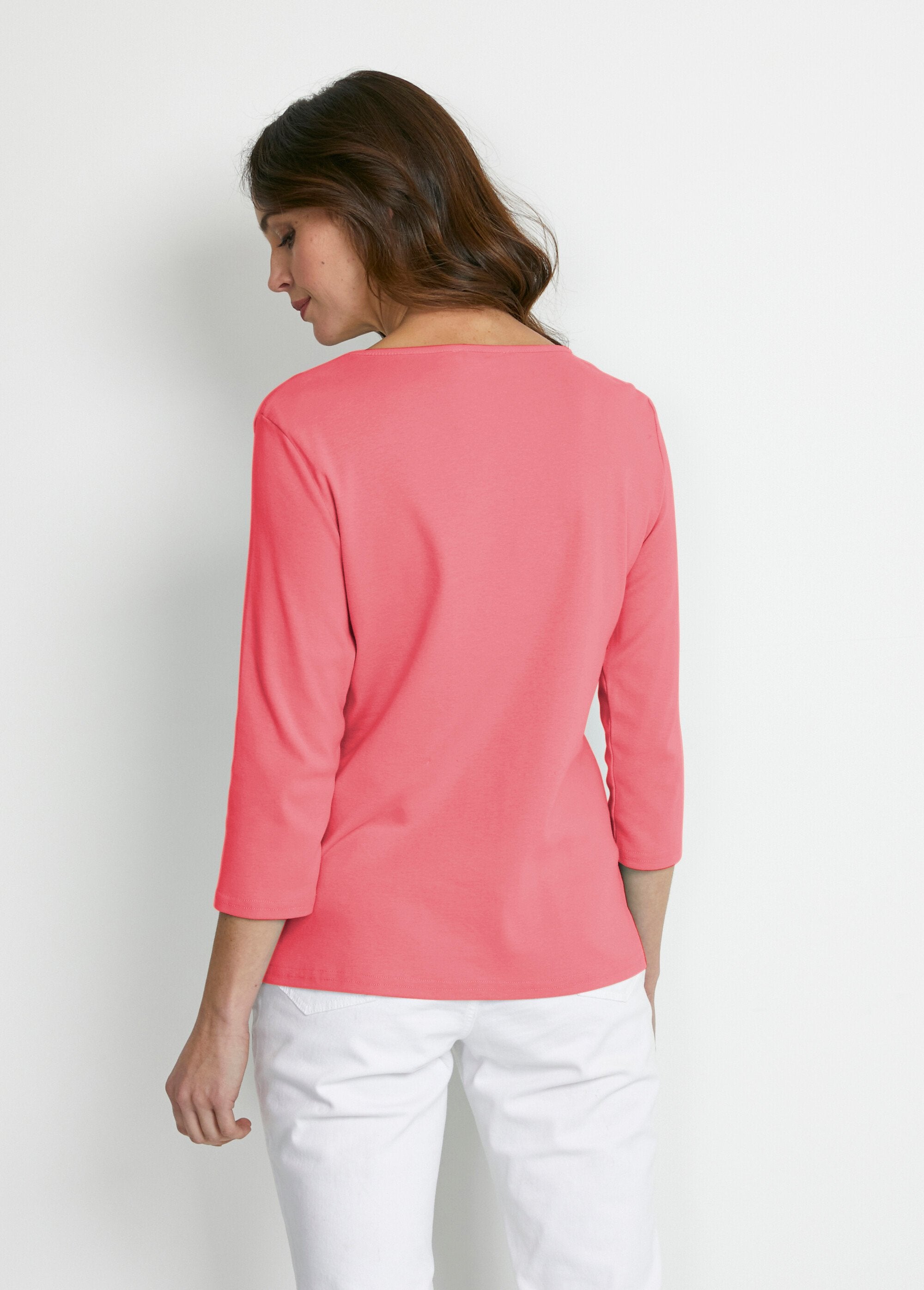 Fancy_studded_3/4_sleeve_T-shirt_Coral_DO1_slim