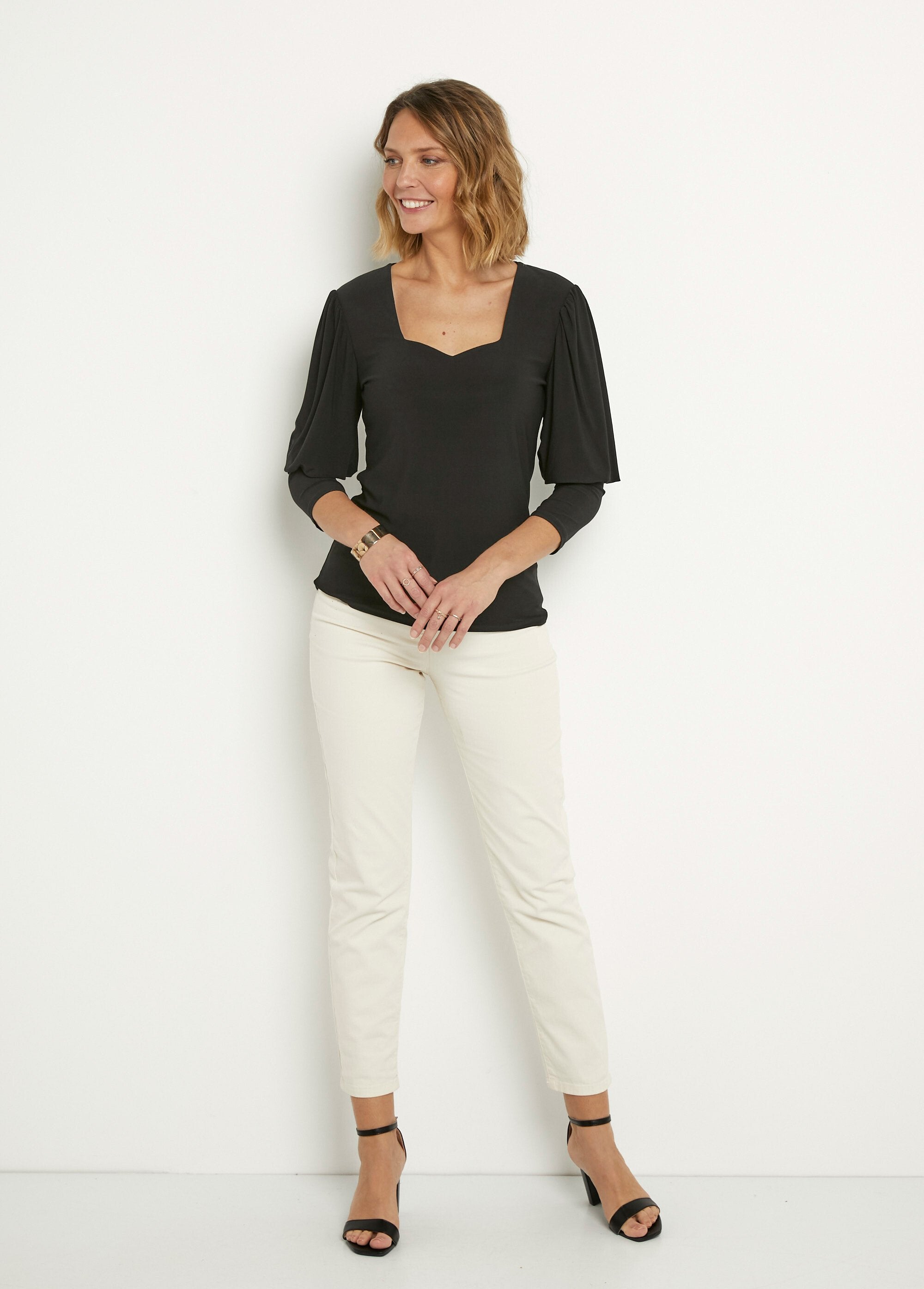 Stretch_tunic_with_square_neckline_and_3/4_sleeves_Black_SF1_slim